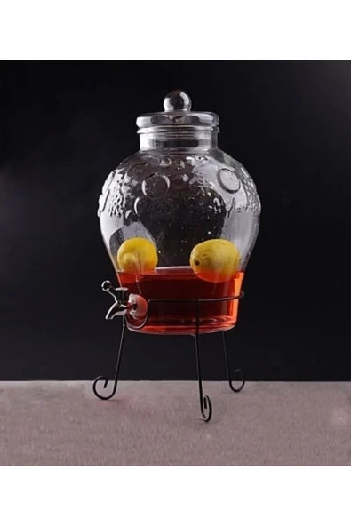 10 Litre Musluklu Cam Su Sebili Şerbetlik Ve Damacana Metal Ayaklı - 3