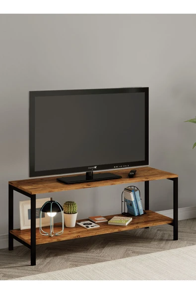 Oziba Tv ünitesi, Metal Ayaklı Televizyon Sehpası 120 cm - Atlantik Çam - 3