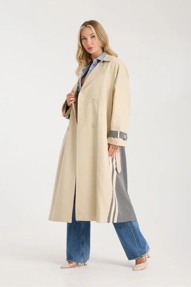 TRENCKOT KREM VE GRİ RENKLİ ürün görseli 1