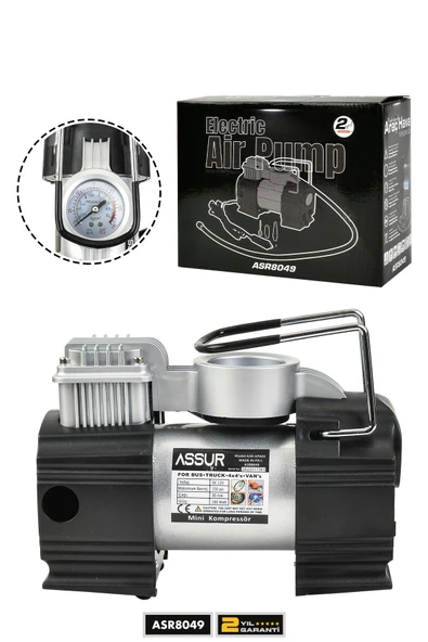 Assur 12v Çakmaklık Girişli 150 psi Mini Hava Kompresörü