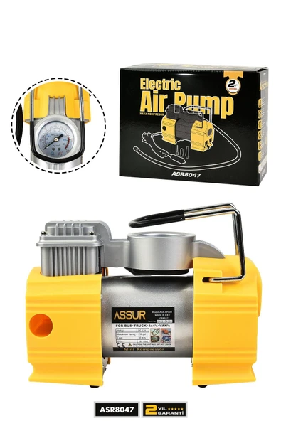 Assur 12v Çakmaklık Girişli 150 psi Mini Hava Kompresörü - 1