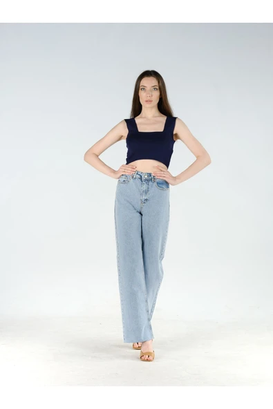 Lacivert Üst Crop - Resim 3