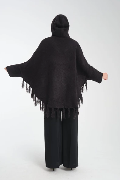 PANÇO ANGORA KOYU ANTRASİT SIFIR YAKA YAKADA TOKA KAPİŞONLU - Resim 7