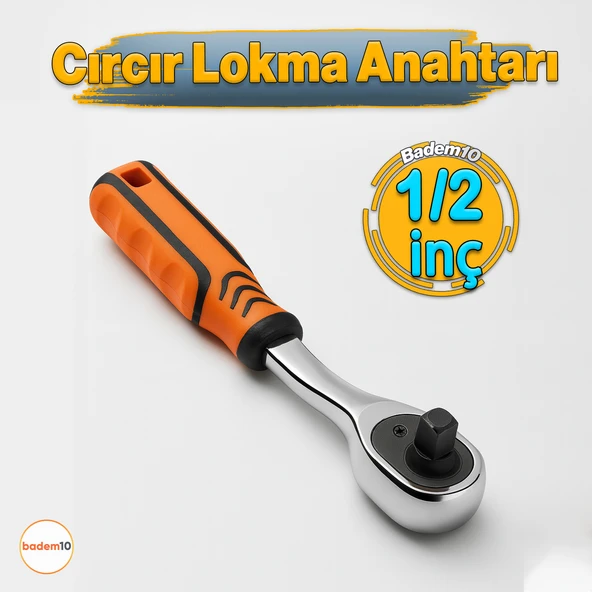 Profesyonel Cırcır Kol Lokma Anahtarı 1/2'' – Ergonomik Kaymaz Saplı, Dayanıklı Krom Kaplama ürün görseli