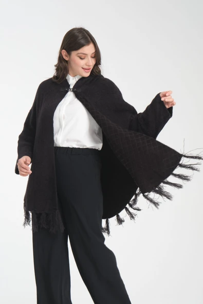 PANÇO ANGORA KOYU ANTRASİT SIFIR YAKA YAKADA TOKA KAPİŞONLU - Resim 3