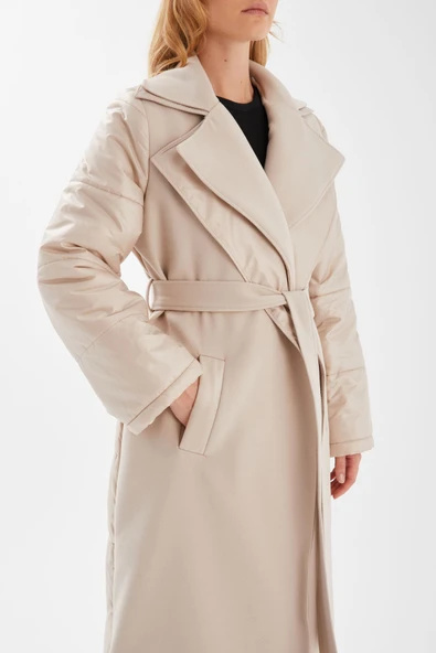 YÜNLÜ KAŞE PUFFER UZUN KALIN MANTO ürün görseli 1