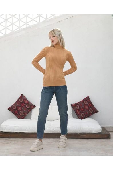 Taşlanmış Mavi Mom Jean Kot Pantolon - 2