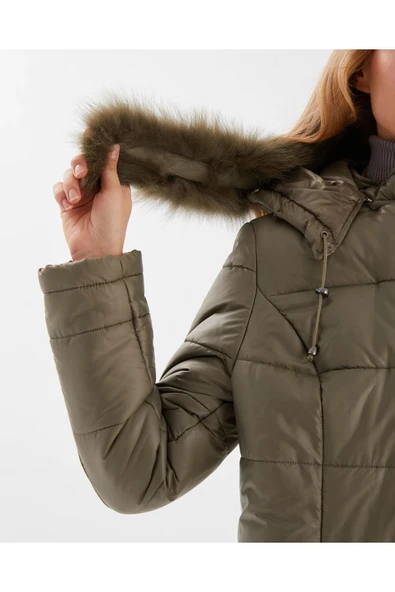 HAKİ UZUN PUFFER MANTO - Resim 5