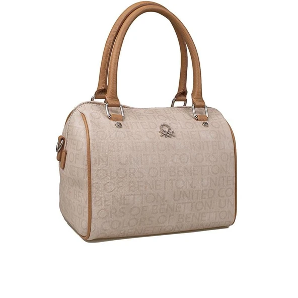Benetton Bej Kadın Monogram Eskitme Kol Çantası BNT 1533 - 1