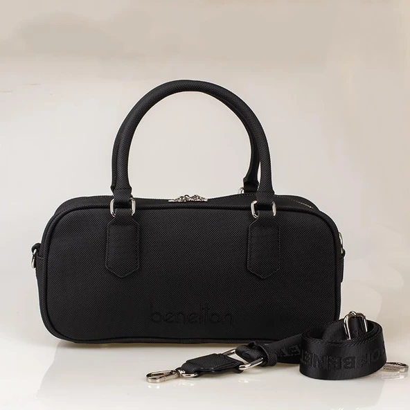 Benetton Siyah Geniş Kadın Çapraz Nano Çanta BNT 1621 - Resim 2