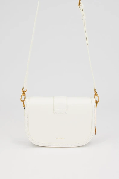 Levidor Beyaz Zımba Detaylı Premium Kadın Omuz Çantası - Resim 2
