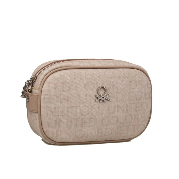 Benetton Bej Kadın Monogram Eskitme Mini Çapraz Çanta BNT 1537 ürün görseli