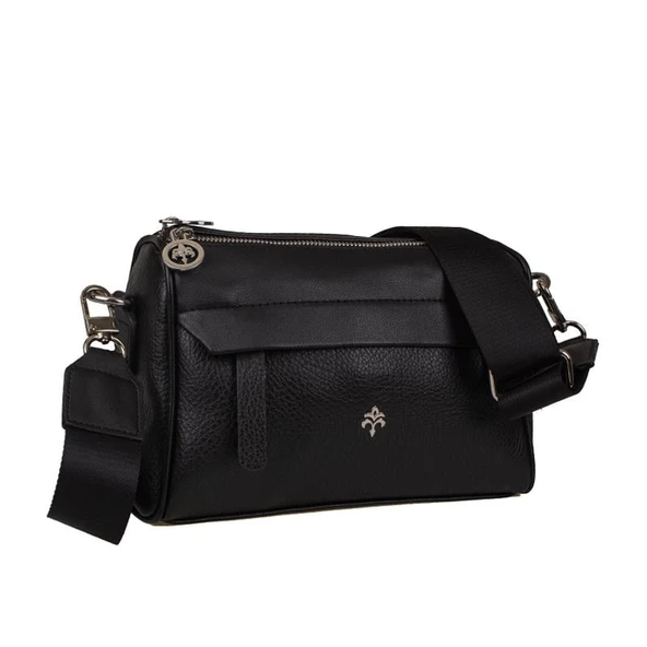 Jacquline Siyah Mat Bendis Deri Kadın Çapraz Çanta ürün görseli