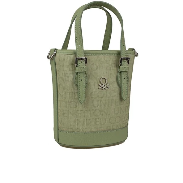 Benetton Haki Monogram Eskitme Kadın Küçük El Çantası BNT 1329 ürün görseli