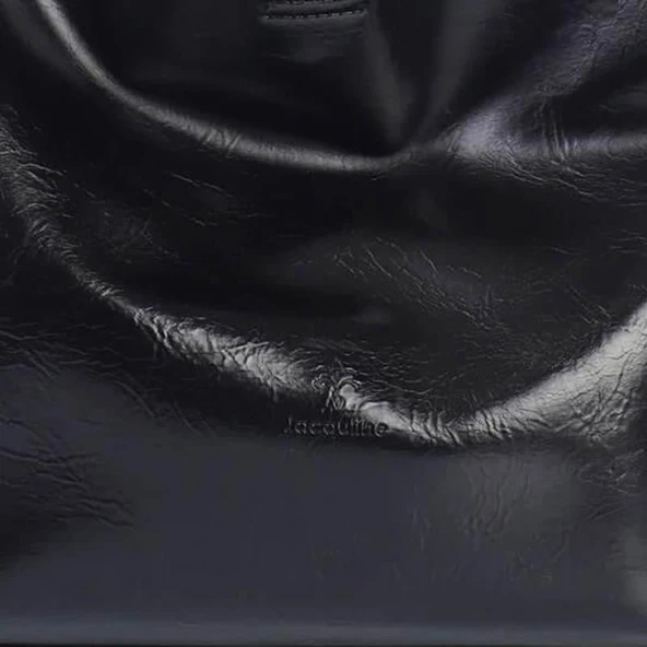 Jacquline Siyah Ebave Parlak Deri Yavru Çantalı Kadın El Çantası - Resim 2