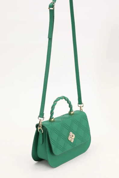 Levidor Yeşil Kabartma Desenli Kadın El Çantası - Resim 3