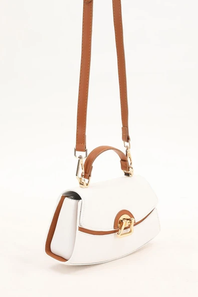 Levidor Beyaz Camel Oval Kadın El Çantası - Resim 3