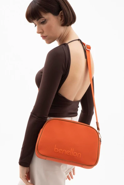 Benetton Turuncu Nano Kadın Geniş Kol Çantası BNT 1590 - Resim 2
