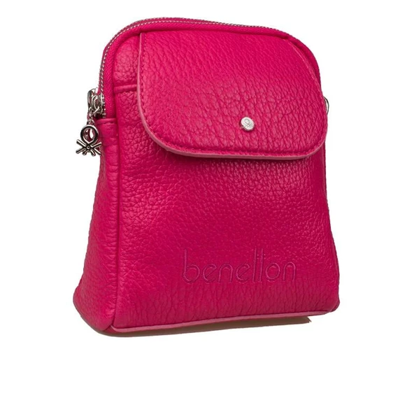 Benetton Fuşya Soft Line Deri Kadın Kol Çantası BNT 1479 ürün görseli