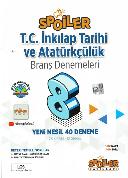Spoiler 8.Sınıf Spoiler T.C. İnkılap Tarihi ve Atatürkçülük Branş Denemeleri
