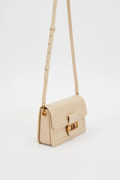 Levidor Krem Klasik Çapraz Askı Kadın Küçük Boy Çanta - Resim 4