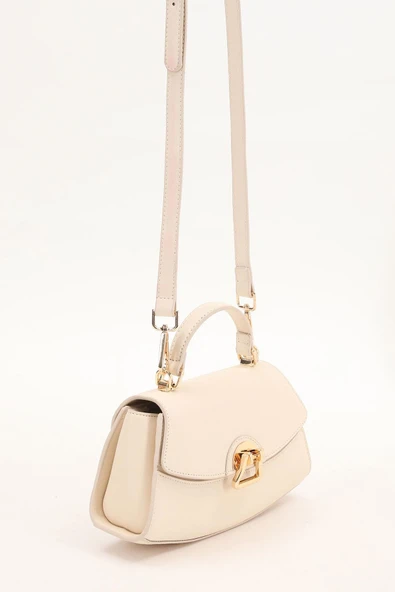 Levidor Krem Oval Kadın El Çantası - Resim 3