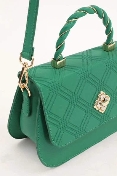 Levidor Yeşil Kabartma Desenli Kadın El Çantası - Resim 4