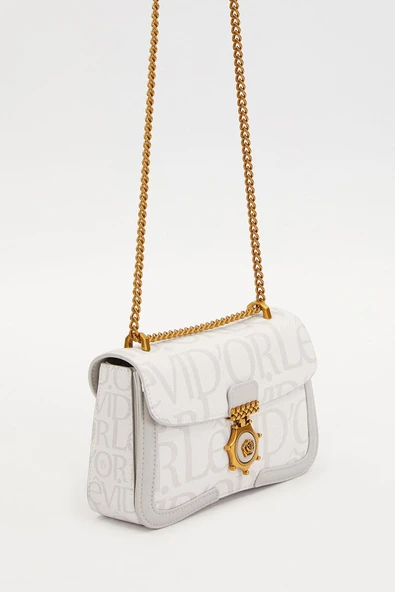 Levidor Beyaz Zincir Askılı Premium Kadın Çapraz Çanta - Resim 3