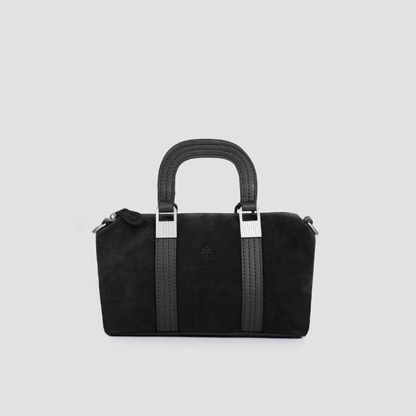 Jacquline Siyah Haleis Hakiki Nubuk Deri Kadın El Çantası ürün görseli