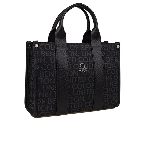 Benetton Siyah Monogram Eskitme Kadın El Çantası BNT 1596 ürün görseli