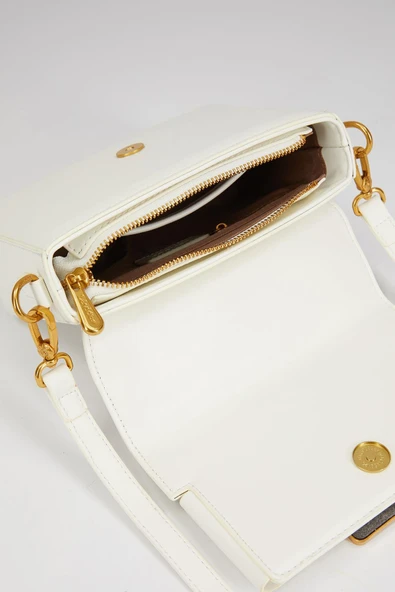 Levidor Beyaz Zincir İşlemeli Premium Kadın El Çantası - Resim 5