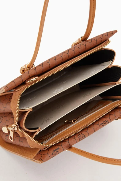 Levidor Taba Petek Baskılı Üç Gözlü Kadın El Çantası - Resim 5