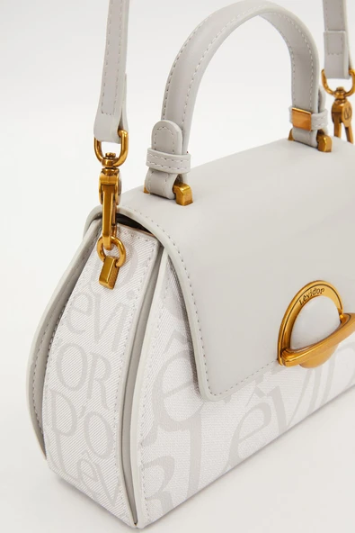 Levidor Beyaz Baskılı Kadın Casual El Çantası - Resim 4