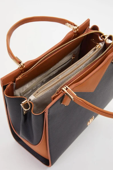 Levidor Siyah Kahve Kadın Klasik Casual El Çantası - Resim 4