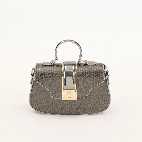 Levidor Platin Kroko Desenli Rugan El Çantası ürün görseli