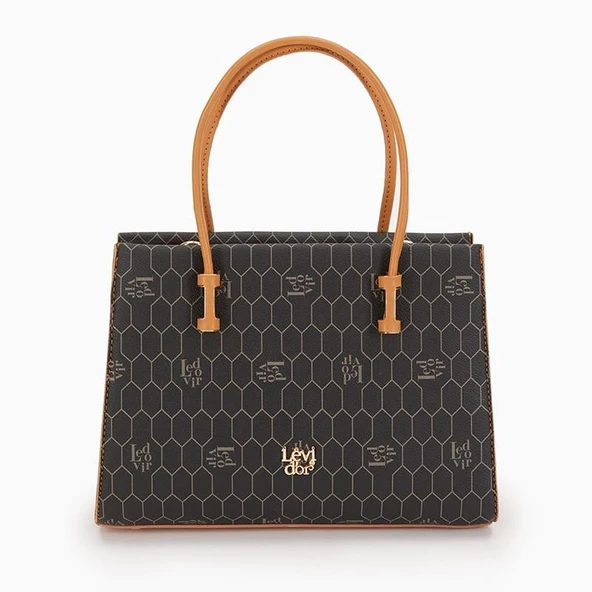 Levidor Siyah Petek Baskılı Üç Gözlü Kadın El Çantası - Resim 2