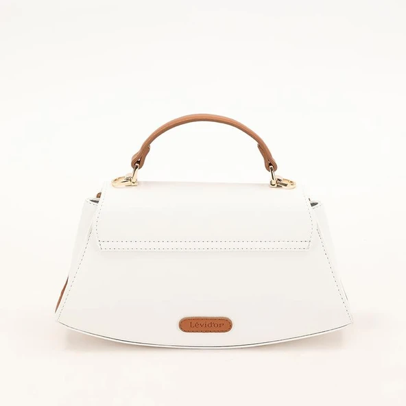 Levidor Beyaz Camel Oval Kadın El Çantası - Resim 2