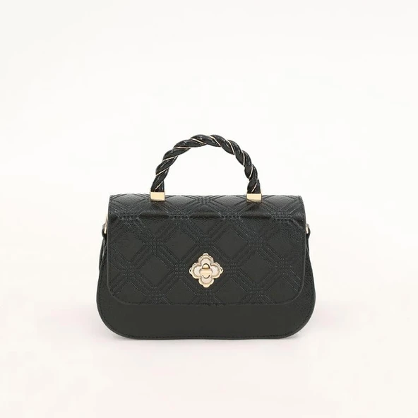 Levidor Siyah Rugan Kabartma Desenli Kadın El Çantası ürün görseli