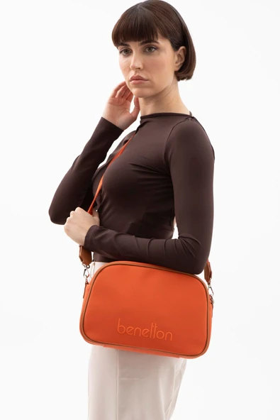 Benetton Turuncu Nano Kadın Geniş Kol Çantası BNT 1590 - Resim 3