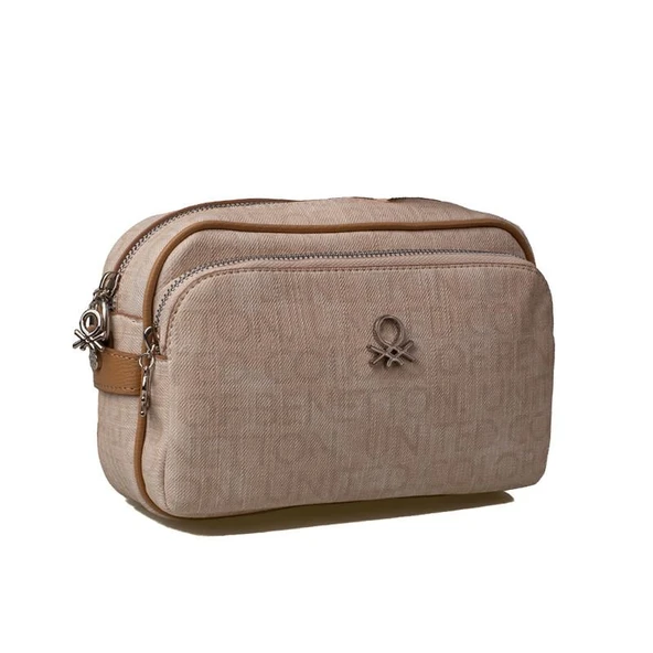 Benetton Bej Monogram Eskitme Kadın Çapraz Çanta BNT 1292 ürün görseli