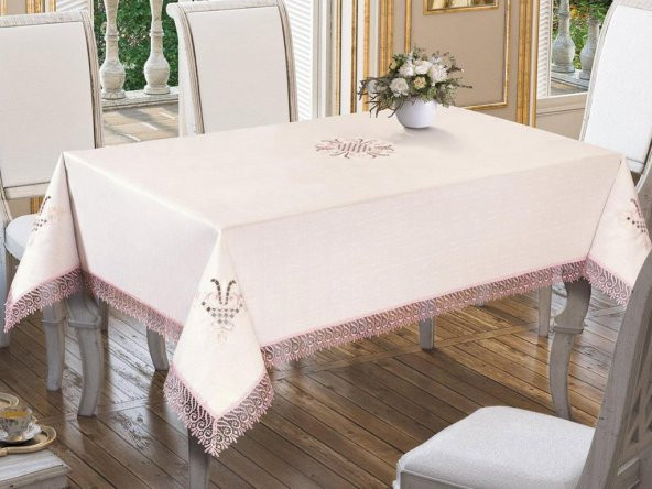 Lale Nakışlı Es Güpürlü Masa Örtüsü - 6