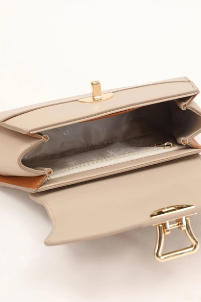 Levidor Vizon Camel Oval Kadın El Çantası - Resim 5