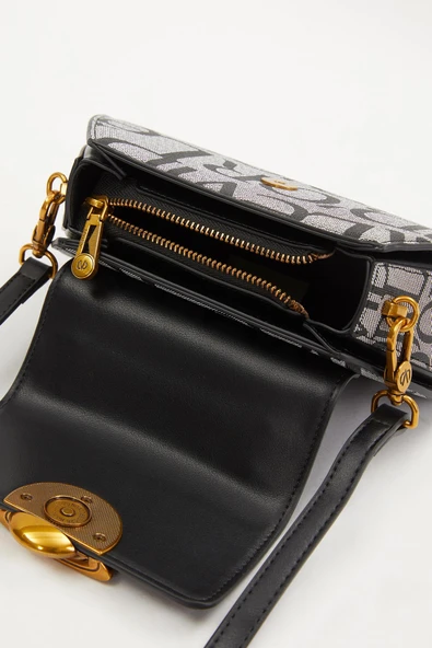 Levidor Siyah Baskılı Kadın Casual El Çantası - Resim 5