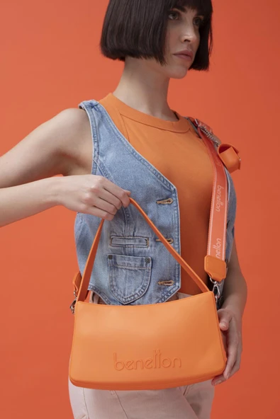 Benetton Turuncu Melissa Kadın El Çantası BNT 1467 - Resim 3