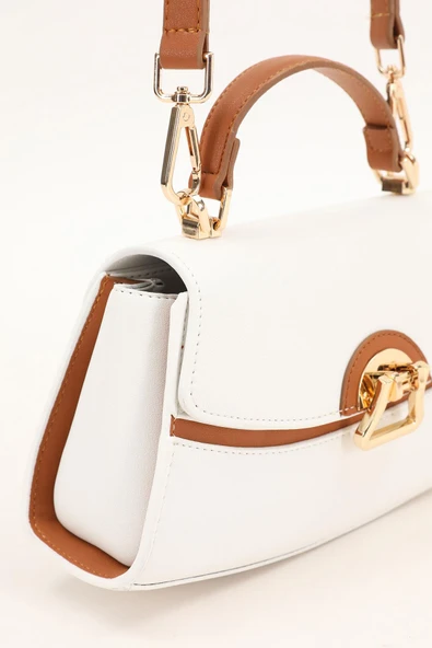 Levidor Beyaz Camel Oval Kadın El Çantası - Resim 4