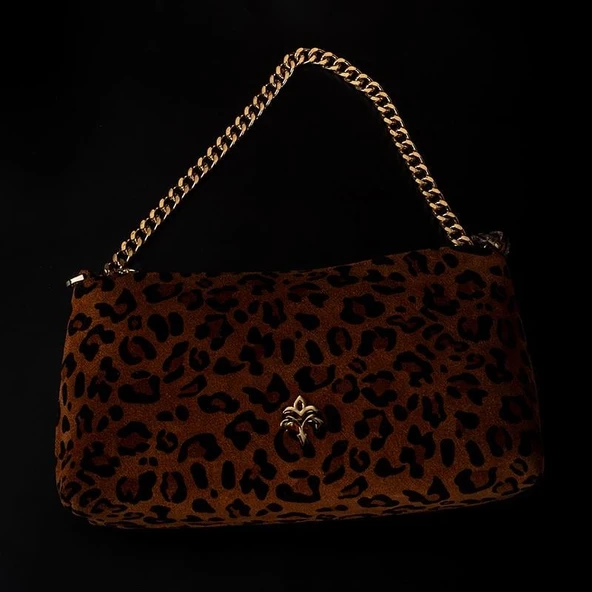 Jacquline Taba Phusis N Kadın Nubuk Leopar Çapraz Çanta - Resim 4