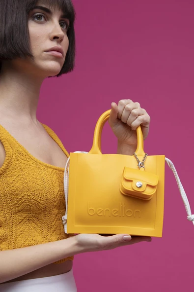 Benetton Sarı Melissa Kare Kadın El Çantası BNT 1450 - 3