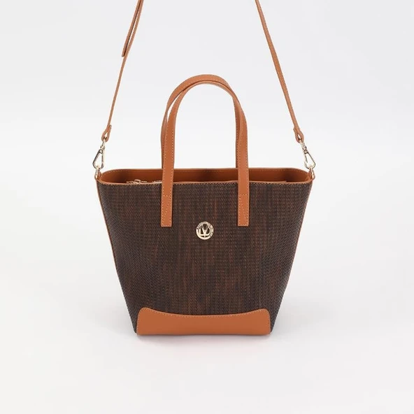 Levidor Kahverengi Hasır Desen Kadın El ve Omuz Çantası ürün görseli