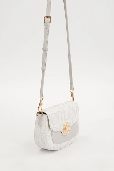 Levidor Beyaz Lisans Baskılı Çift Askılı Kadın Casual Çanta - Resim 3