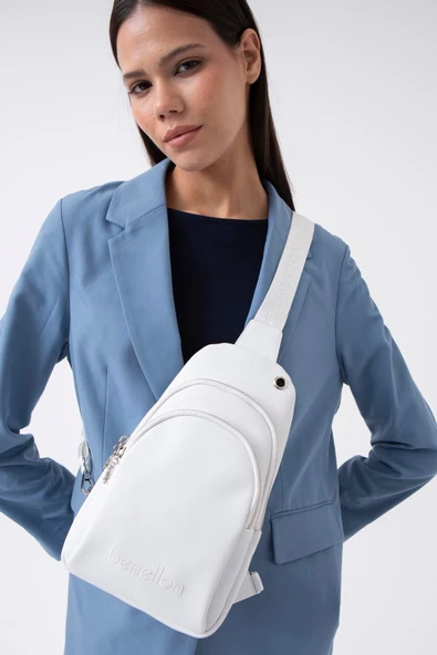 Benetton Beyaz Kadın Nano Çapraz Çanta BNT 1543 - Resim 2